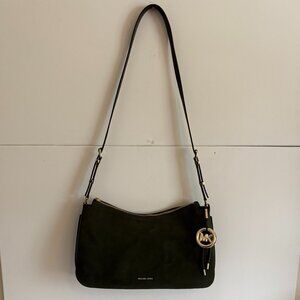 Michael Kors Nolita Medium Nubuck Dark Green Suede Leather Shoulder Bag